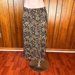 Brown Paisley Boho Maxi Skirt Reversible Emma James Womens 6 Western Whimsigoth